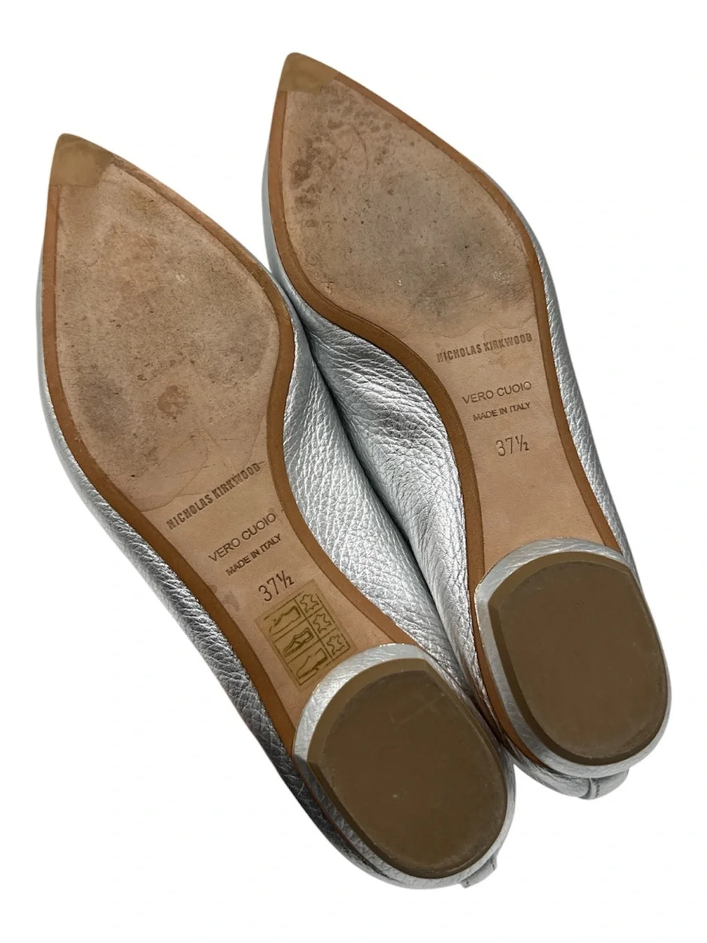 NICHOLAS KIRKWOOD | Beya Metallic Silver Leather‎ Loafers in silver size 37.5